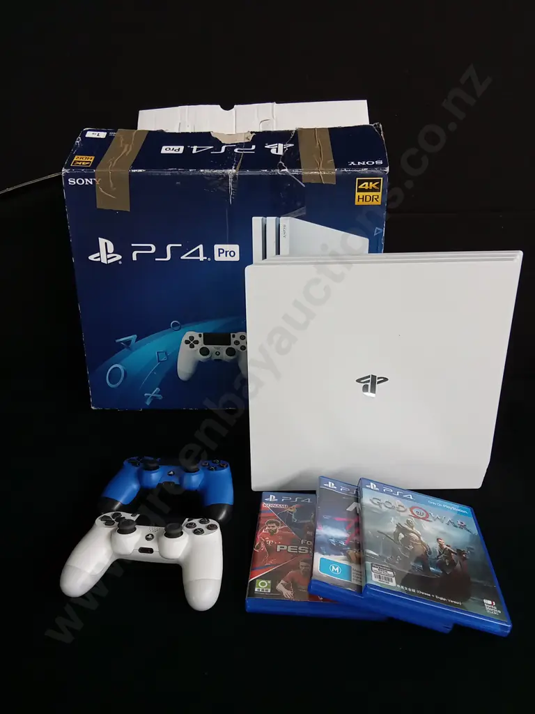 SONY PLAYSTATION 4 PRO CONSOLE WITH CONTROLLERS AND GAMES (CABLES INCLUDED) Image 1++