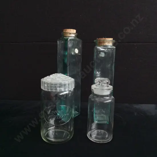 4 PIECES GLASS JARS
