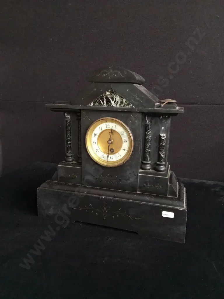 ANTIQUE MARBLE MANTEL CLOCK, DAMAGED AS SHOWN IN PHOTO Image 1++