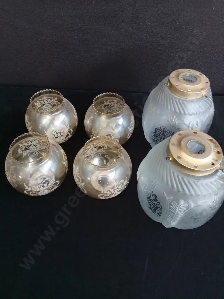 6 PIECES VINTAGE GLASS LAMP SHADES Image 1++