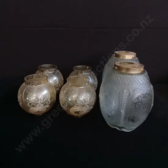 6 PIECES VINTAGE GLASS LAMP SHADES