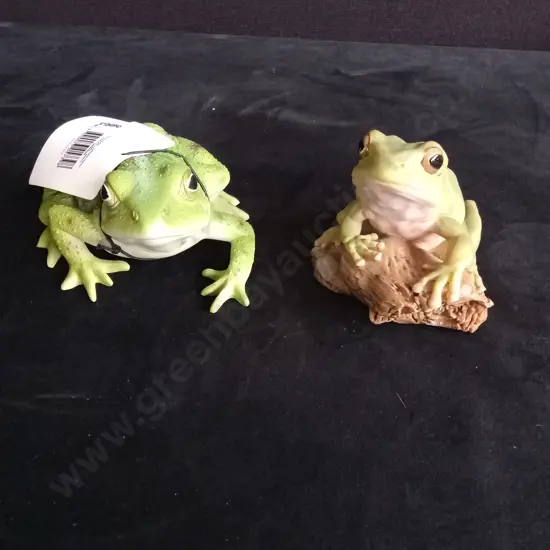 2 FROG FIGURINES