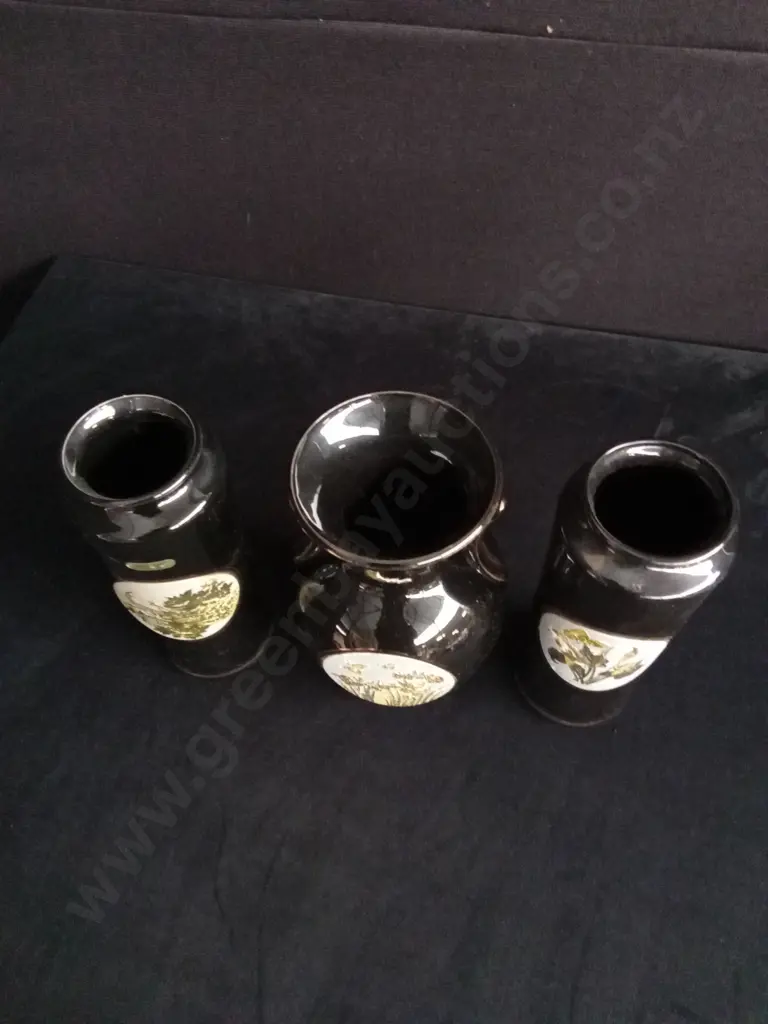 3 PIECES VINTAGE CHOKIN JAPANESE VASES Image 1++