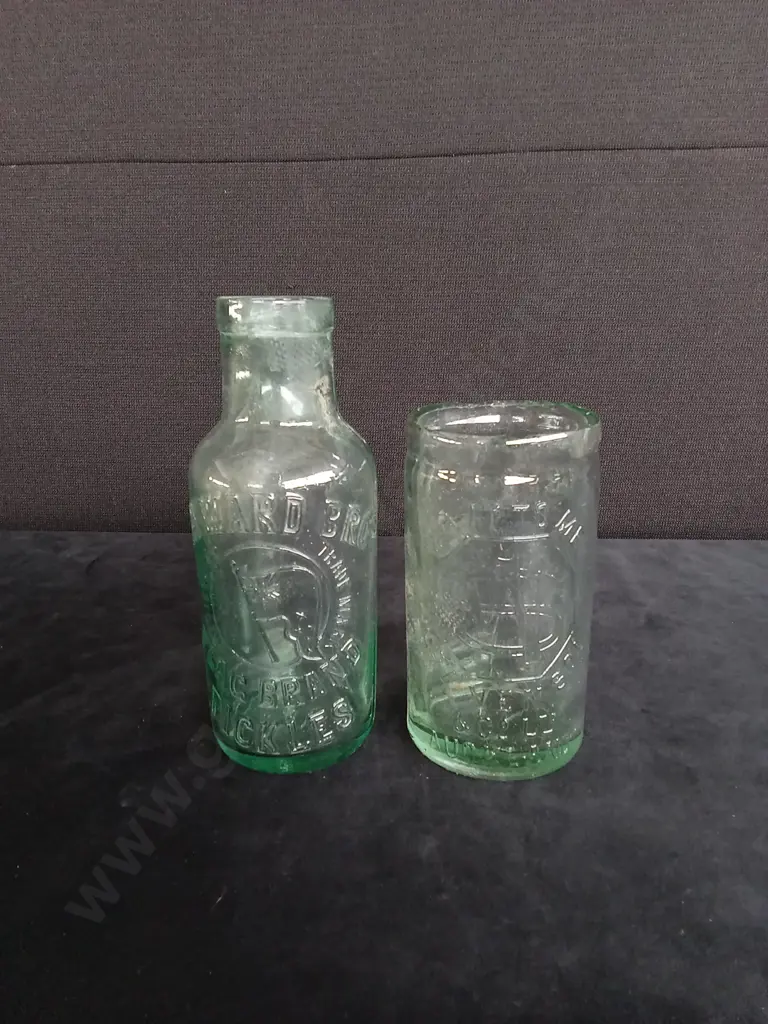 10 FROSTED BLUE / GREEN GLASS BOTTLES Image 1++