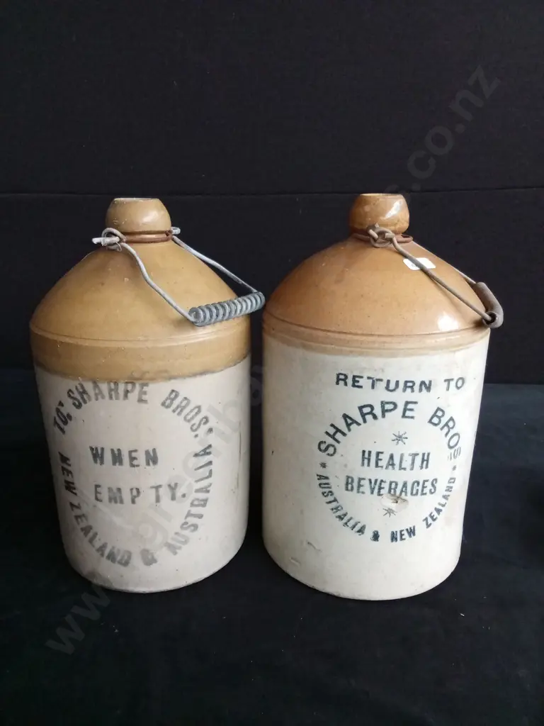 2 VINTAGE SHARPE BROS STONEWARE DEMIJOHN Image 1++