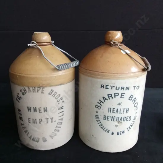 2 VINTAGE SHARPE BROS STONEWARE DEMIJOHN