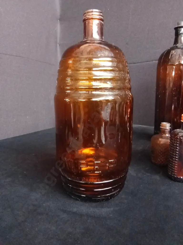 10 PIECES AMBER GLASS BOTTLES Image 1++