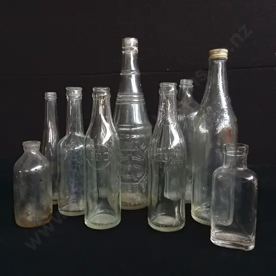 10 PIECES CLEAR GLASS BOTTLES