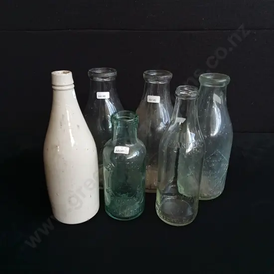 6 PIECES VINTAGE GLASS BOTTLES