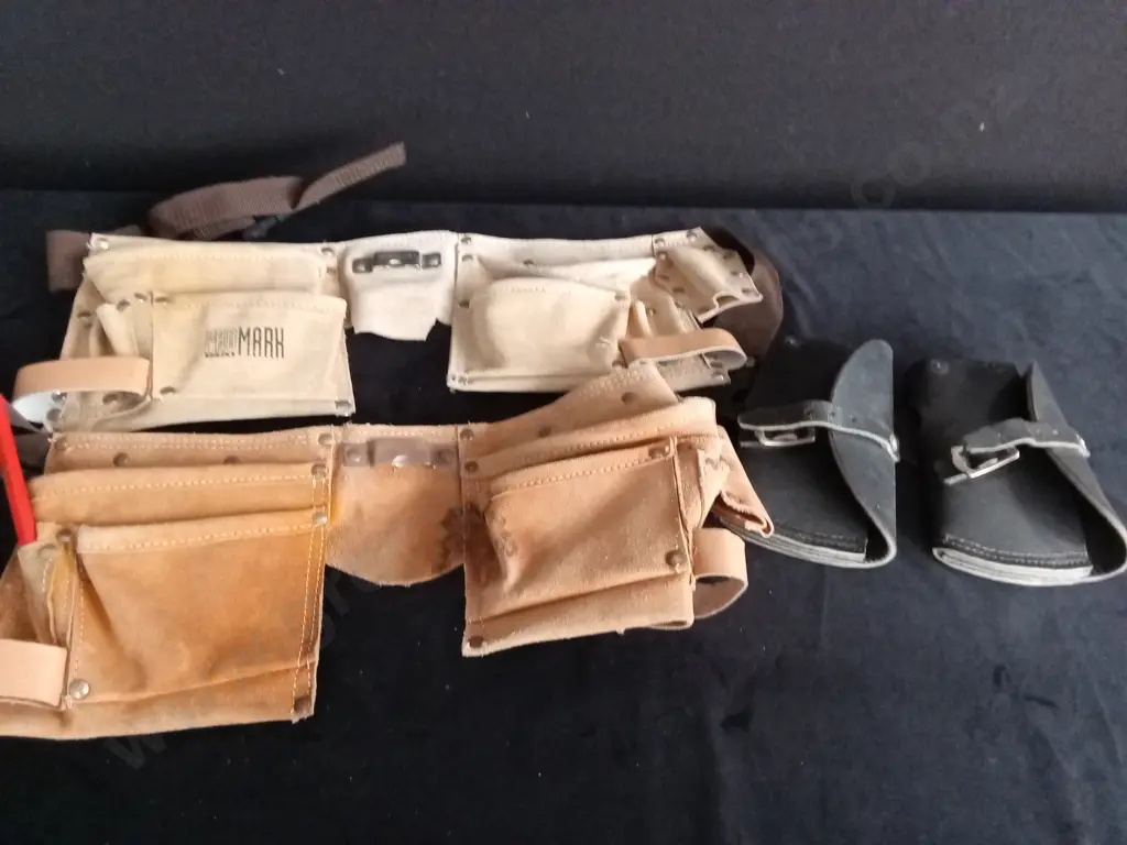 2 TOOL BELTS AND 2 HOLSTERS OR AXE COVERS Image 1++