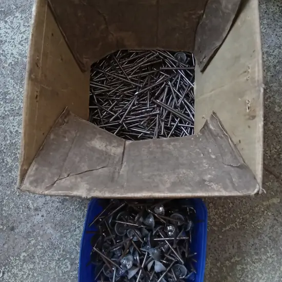 BOX OF NAILS AND GALVANIZED ROOFING NAILS