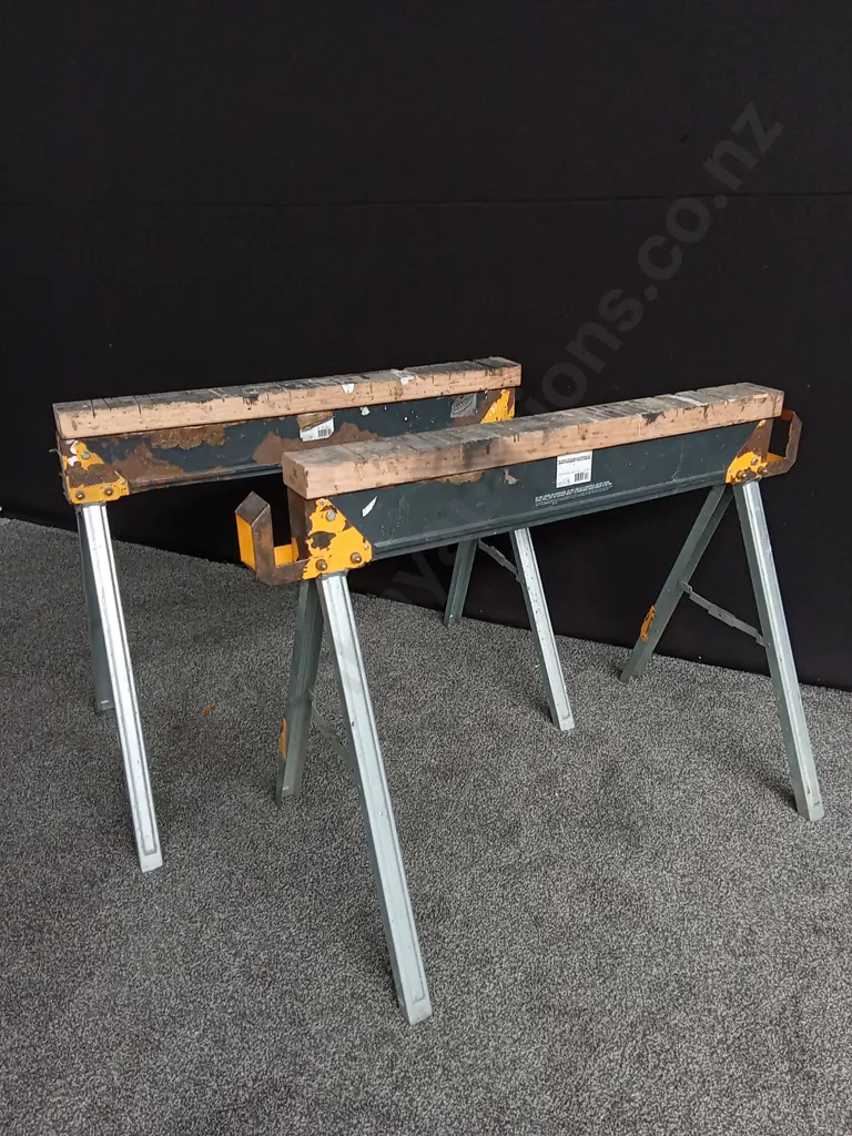 PAIR OF TOUGHBUILT STEEL FOLDING SAWHORSES Image 1++