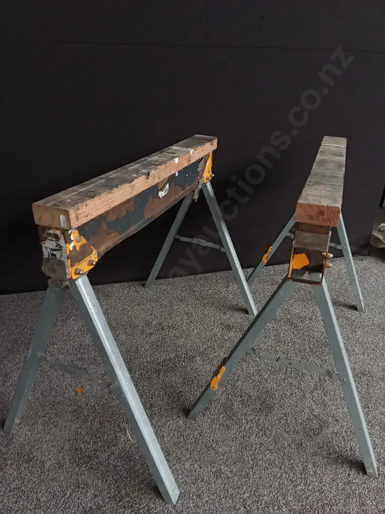 PAIR OF TOUGHBUILT STEEL FOLDING SAWHORSES Image 1++