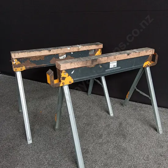 PAIR OF TOUGHBUILT STEEL FOLDING SAWHORSES