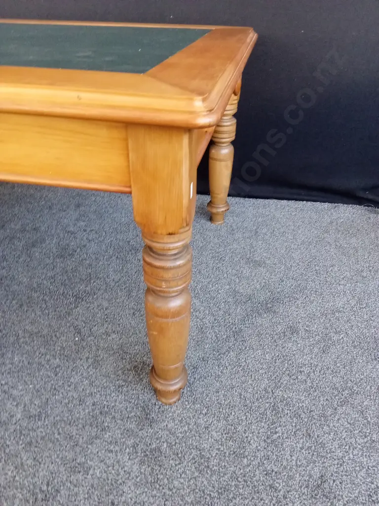 HAND CRAFTED LEATHER INSET BESPOKE TABLE WITH 2 DRAWERS 1.83M X 1.05M X 0.73M HIGH Image 1++