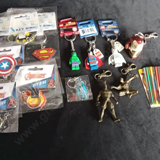 ASSORTED KEYCHAINS AND TELECOM CARDS