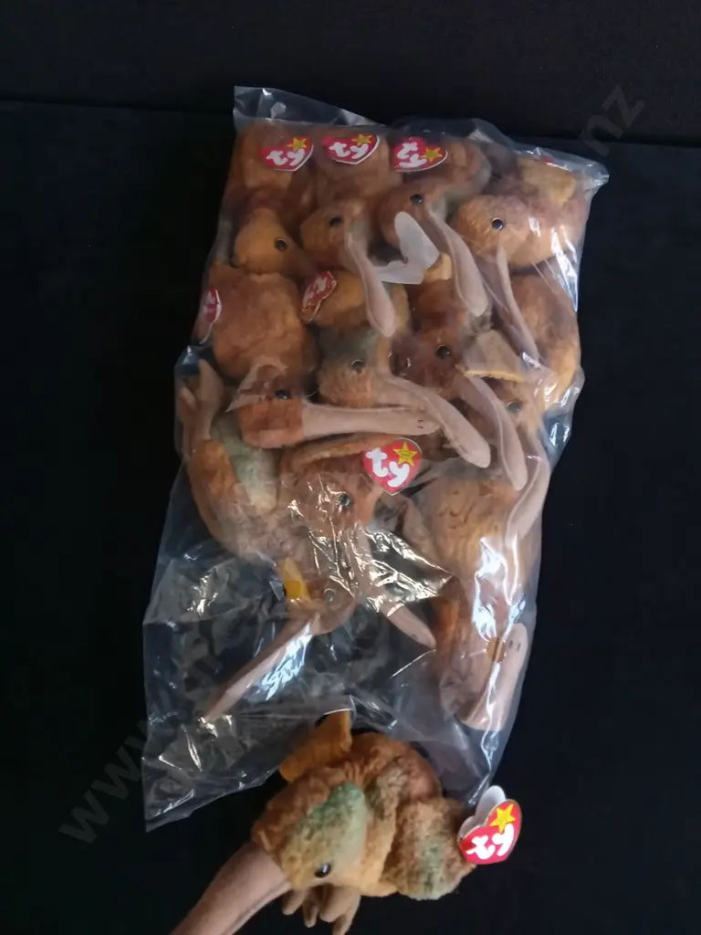 BRAND NEW BAG OF 12 TY BEANIE BABIES "BEAK" KIWI Image 1++