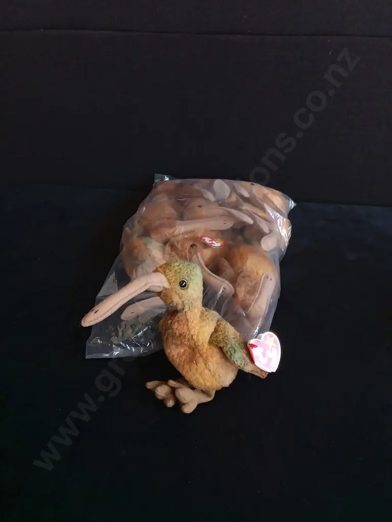 BRAND NEW BAG OF 12 TY BEANIE BABIES "BEAK" KIWI Image 1++