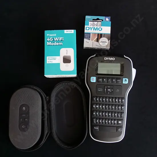 MICROSOFT SPEAKER, DYMO PORTABLE LABEL MAKER, AND 4G WIFI MODEM