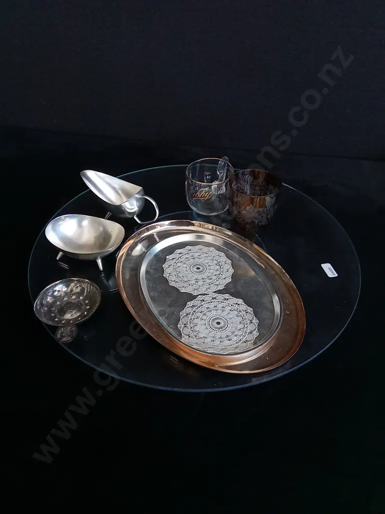 GLASS LAZY SUSAN TURNTABLE SERVING PLATTER AND MIX OF SERVING DISHES Image 1++
