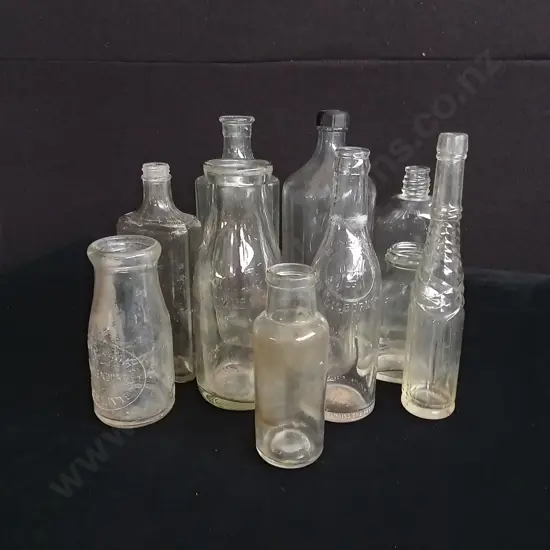10 PIECES CLEAR GLASS BOTTLES