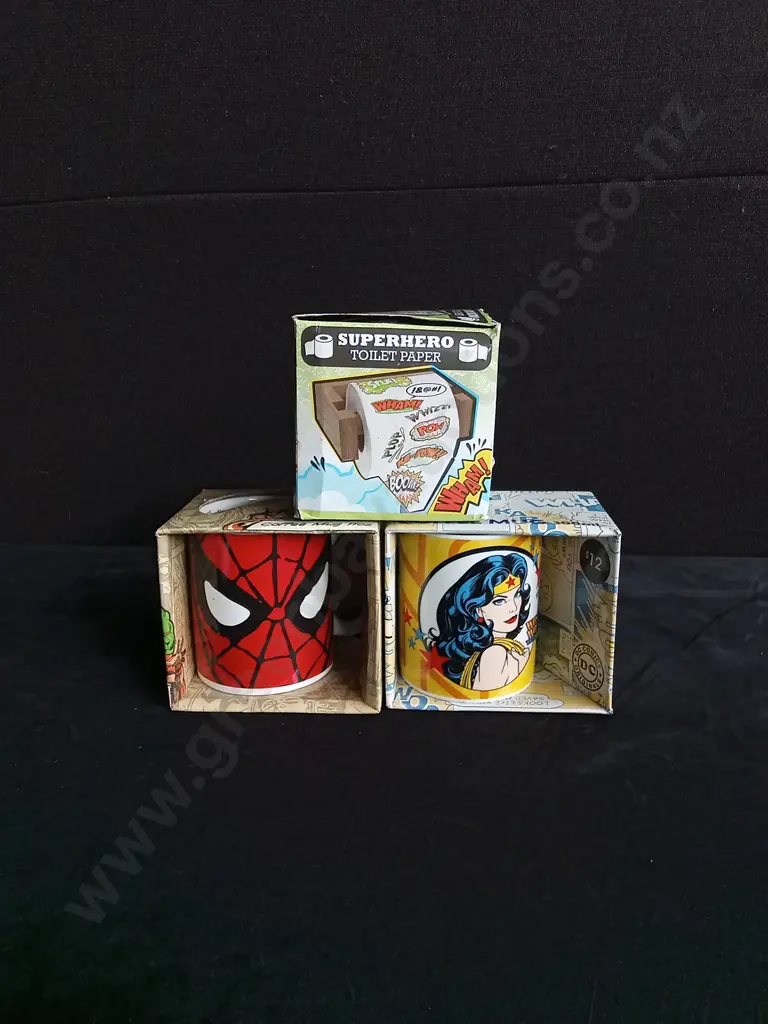3 PIECES SUPERHERO,MUGS AND TOILET PAPER Image 1++