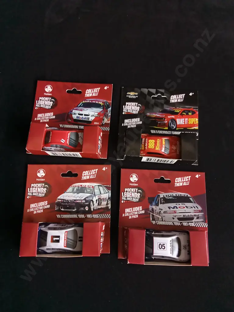 4 PIECES POCKET LEGENDS PULL BACK RACER TOY CARS HOLDEN AND CHEVROLET Image 1++