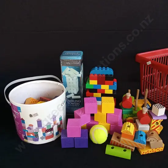 BASKET OF CHILDRENS TOYS