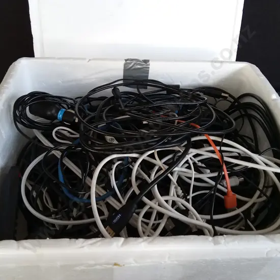 BOX OF ASSORTED CORDS