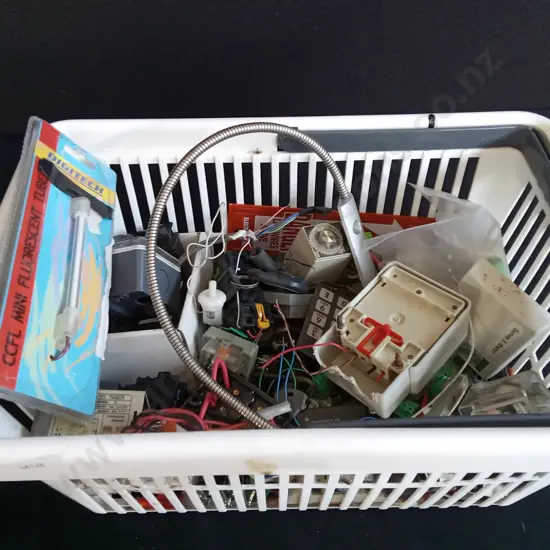 BASKET OF ELECTRICAL PARTS