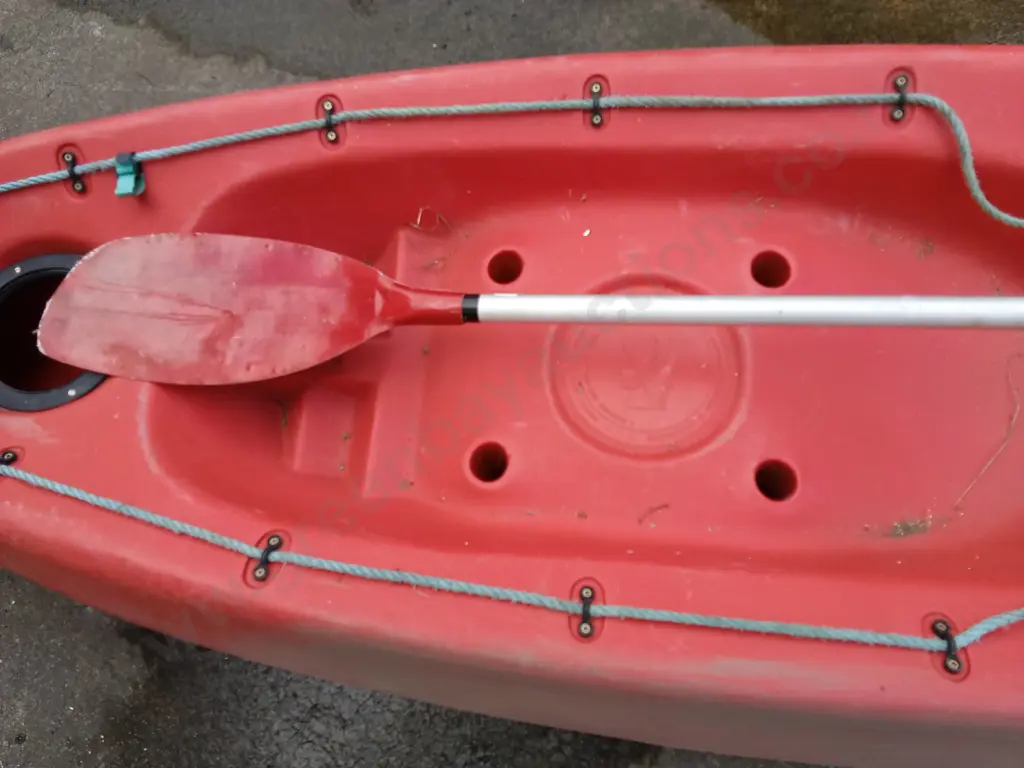 RED KAYAK WITH PADDLE Image 1++