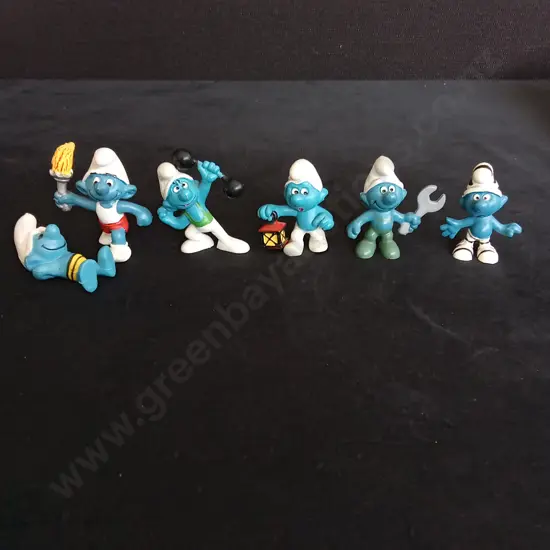 6 VINTAGE SMURF FIGURES
