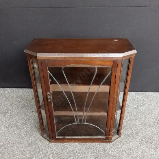 ART DECO DRINKS CABINET WITH LOCK AND KEY - LIKLEY WALNUT ONE PIECE OF GLASS MISSING ON SIDE L 77CM H 88CM D 34CM