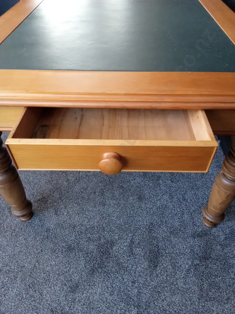 HAND CRAFTED BESPOKE LEATHER INSET TABLE WITH 2 DRAWERS 1.83M X 1.05M X 0.73M HIGH Image 1++