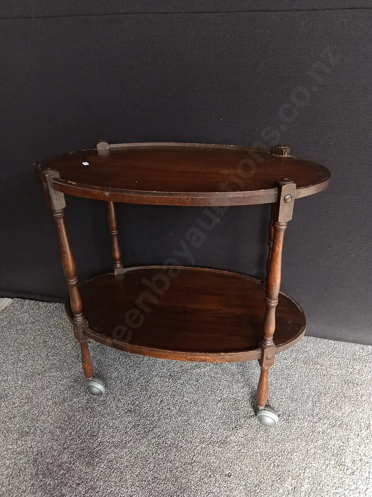 VINTAGE TWO TIER BAR CART / DRINKS TROLLEY H 73CM X W 76CM Image 1++