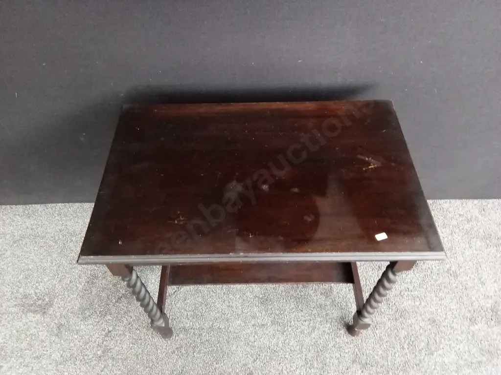 ANTIQUE ENGLISH OAK BARLEY TWIST SIDE TABLE H 73CM L 83CM D 54CM Image 1++