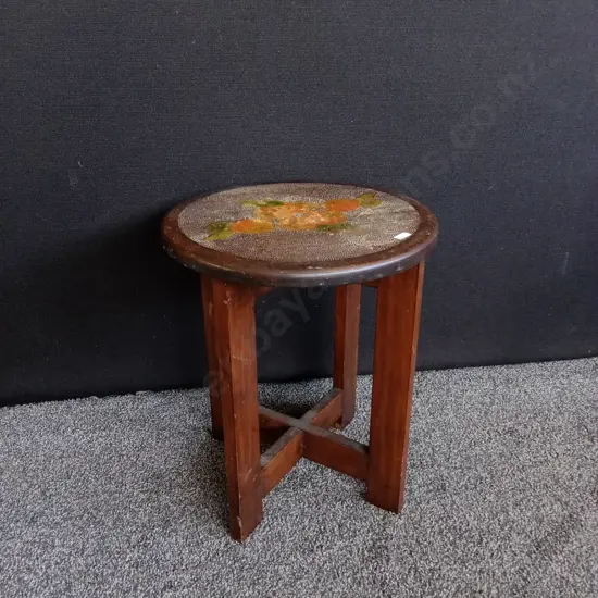 VINTAGE JAPANESE STYLE INLAID SIDE TABLE H 45CM X W 38CM