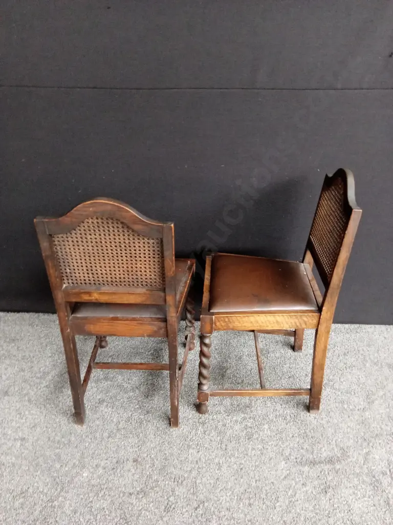 SET OF 6 MATCHING VICTORIAN SYTLE WALNUT DINING CHAIRS WITH BARLEY TWIST LEGS AND CANE BACKRESTS Image 1++