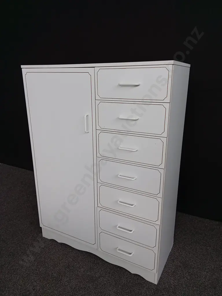 WHITE COMBINATION WARDROBE AND CHEST OF DRAWERS H 1.24 M X W 91 CM X D 40CM Image 1++