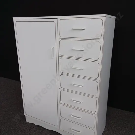 WHITE COMBINATION WARDROBE AND CHEST OF DRAWERS H 1.24 M X W 91 CM X D 40CM