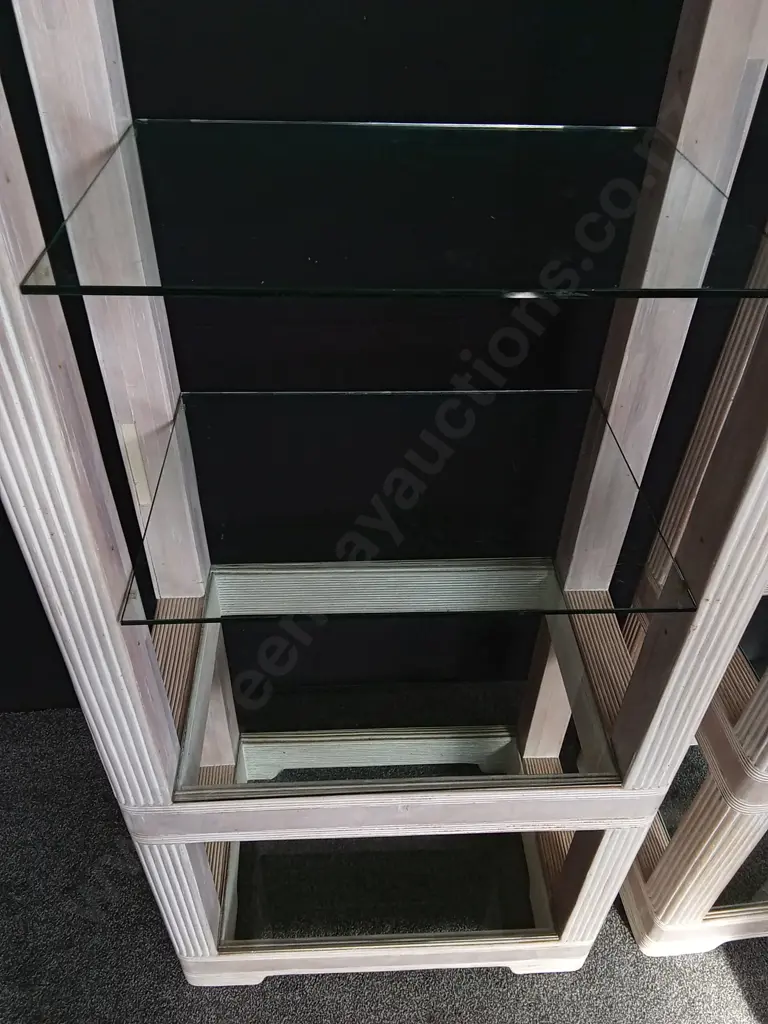 2 OPEN DISPLAY CABINETS WITH GLASS SHELVES H 190CM X W 78CM X D 44CM Image 1++