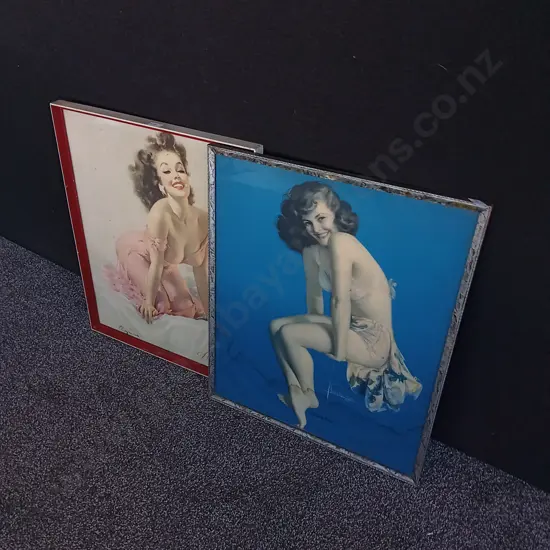 2 FRAMED PIN UP GIRL PRINTS
