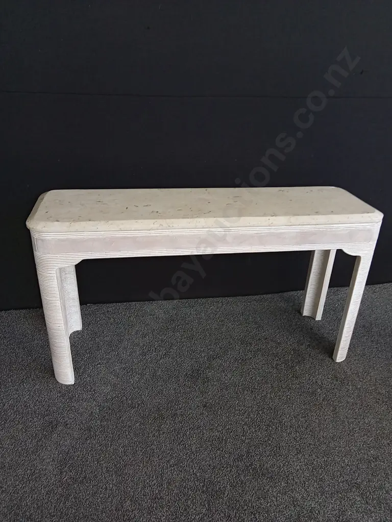 VINTAGE MAITLAND SMITH STYLE TESSELLATED STONE CONSOLE TABLE H 70CM X W 1.33M X D 38CM Image 1++