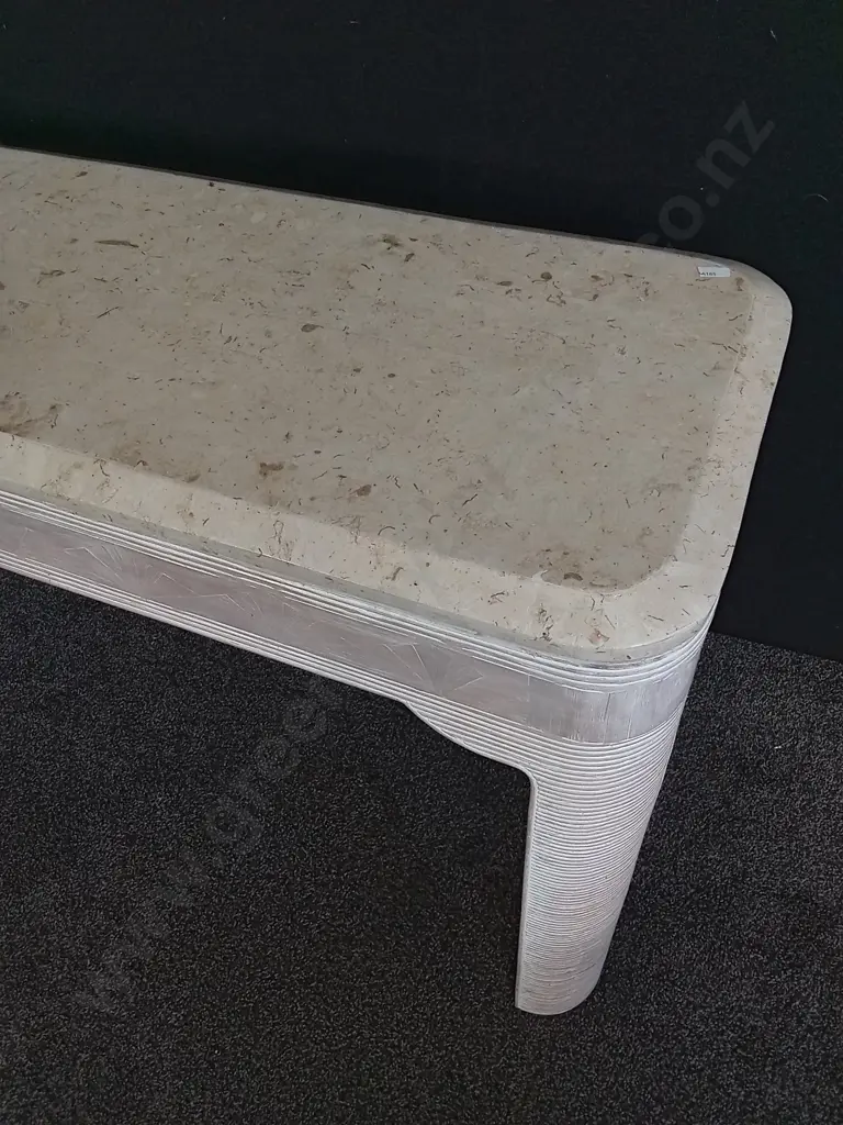 VINTAGE MAITLAND SMITH STYLE TESSELLATED STONE CONSOLE TABLE H 70CM X W 1.33M X D 38CM Image 1++