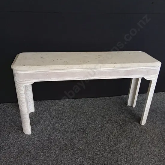 VINTAGE MAITLAND SMITH STYLE TESSELLATED STONE CONSOLE TABLE H 70CM X W 1.33M X D 38CM