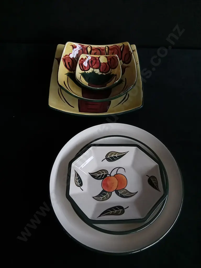 2 HAND PAINTED PLATE SETS Image 1++