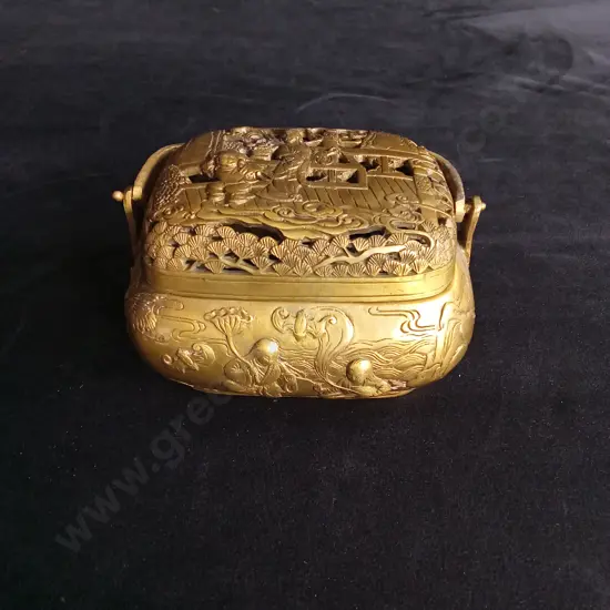 ANTIQUE BRASS CHINESE HAND WARMER