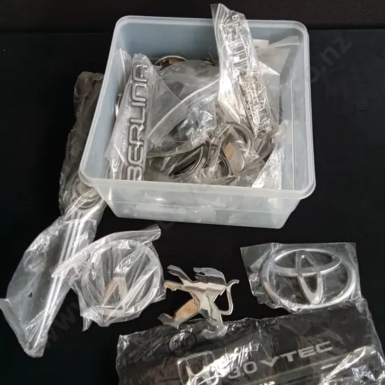 BOX OF CAR EMBLEMS
