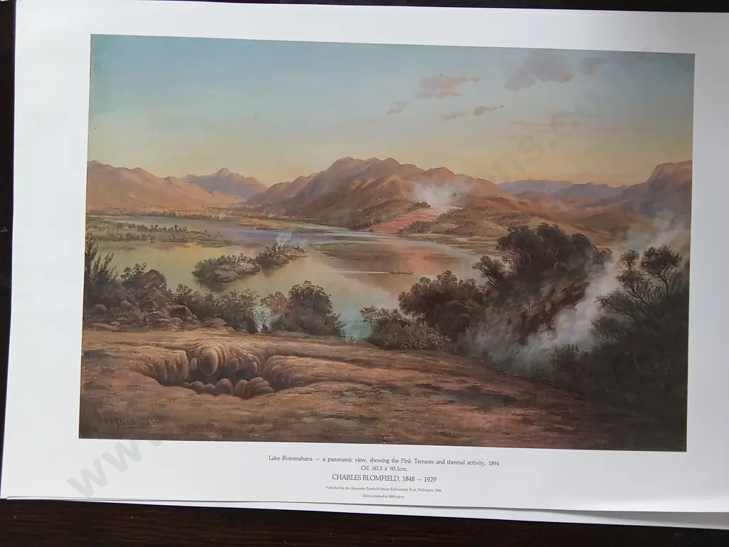 3 VINTAGE PRINTS BY CHARLES BLOMFIELD, THE PINK AND WHITE TERRACES, PUBLISHED 1986 Image 1++