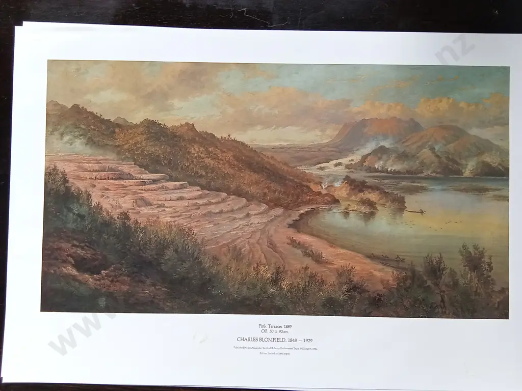 3 VINTAGE PRINTS BY CHARLES BLOMFIELD, THE PINK AND WHITE TERRACES, PUBLISHED 1986 Image 1++